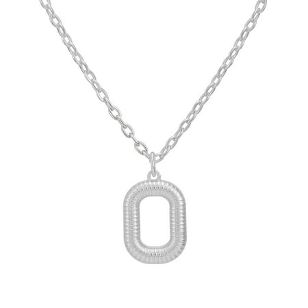 Time and Tru Women's Silvertone Initial O Necklace with Giftable Pouch