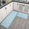 thumbnail image 2 of Light Blue Geometric Quatrefoil Pattern Kitchen Rugs Sets Of 2,Anti Fatigue Kitchen Mat Rugs Non Slip Washable,Decorative Kitchen Floor Mats for Kitchen,Sink,Laundry,17"x30"+17"x47", 2 of 7