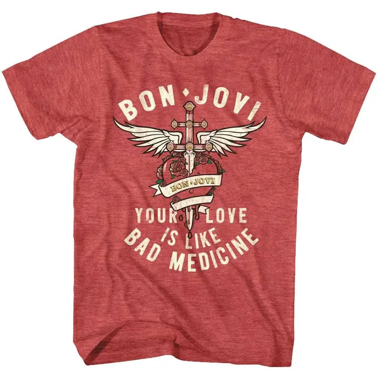 BON JOVI Tシャツ Mサイズ　Lサイズ　2枚セット Official Bon Jovi Bad Medicine Red Heather Adult T-Shirt, Screen