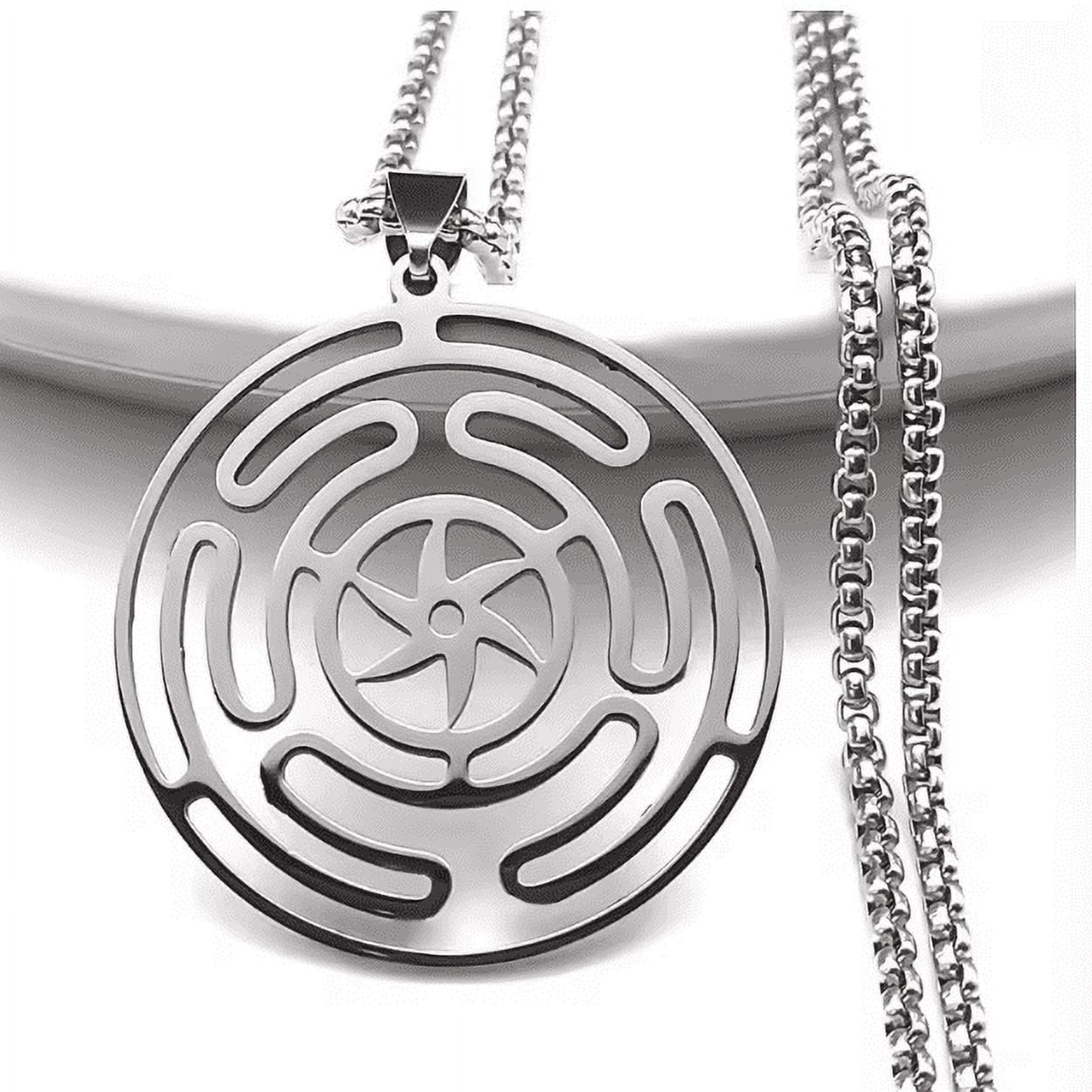 Hekate Wheel 14K White Gold Necklace Pendant Strophalos Hecate Magic Symbol Logo Charm PIN colier femme Jewelry