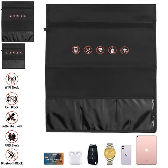 Luxtrada Faraday Mobile Phone Blocker Bag RFID RF Signal Blocker Shielding Safe Pouch bag Black - 13.7*17.3inch