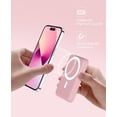 thumbnail image 4 of Podoru Wireless Portable Charger, 10000mAh Magnetic Power Bank LED Display 22.5W PD Fast Charging Battery Pack for iPhone 16/15/14/13/12/Mini/Pro/Pro Max-Pink, 4 of 7