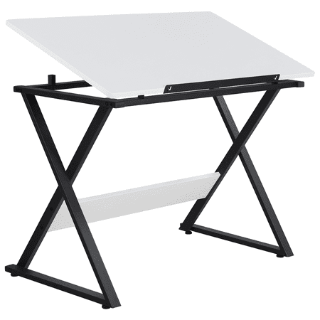 Renwick Minimalist Drafting Table with Adjustable Tabletop, White