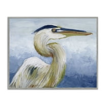 Stupell Industries Heron & Blue Gradient Animals & Insects Painting Gray Framed Art Print Wall Art, 20 x 16