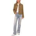 thumbnail image 2 of Cropped Jacket for Women Casual Long Sleeve Open Front Button Down Coat Outerwear with Pockets L Camel, 2 of 6