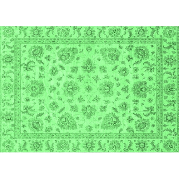 Ahgly Company Indoor Rectangle Abstract Emerald Green Modern Area Rugs, 3' x 5'