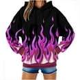 thumbnail image 2 of Uootdi Long Sleeve Hoodies for Women Drawstring Casual Hoodies Flame 3D Printed Graphic Pullover Tops with Pockets Gift, 2 of 9