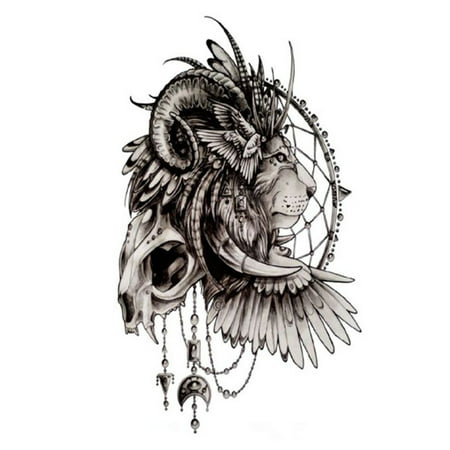 KABOER Fake Waterproof Removable Temporary Tattoos - Fashion Long Lasting Body Art Stickers - Eagle Owl Fish Big Skull Flower Eye Make Up -Body Painting Premium Kit ，4