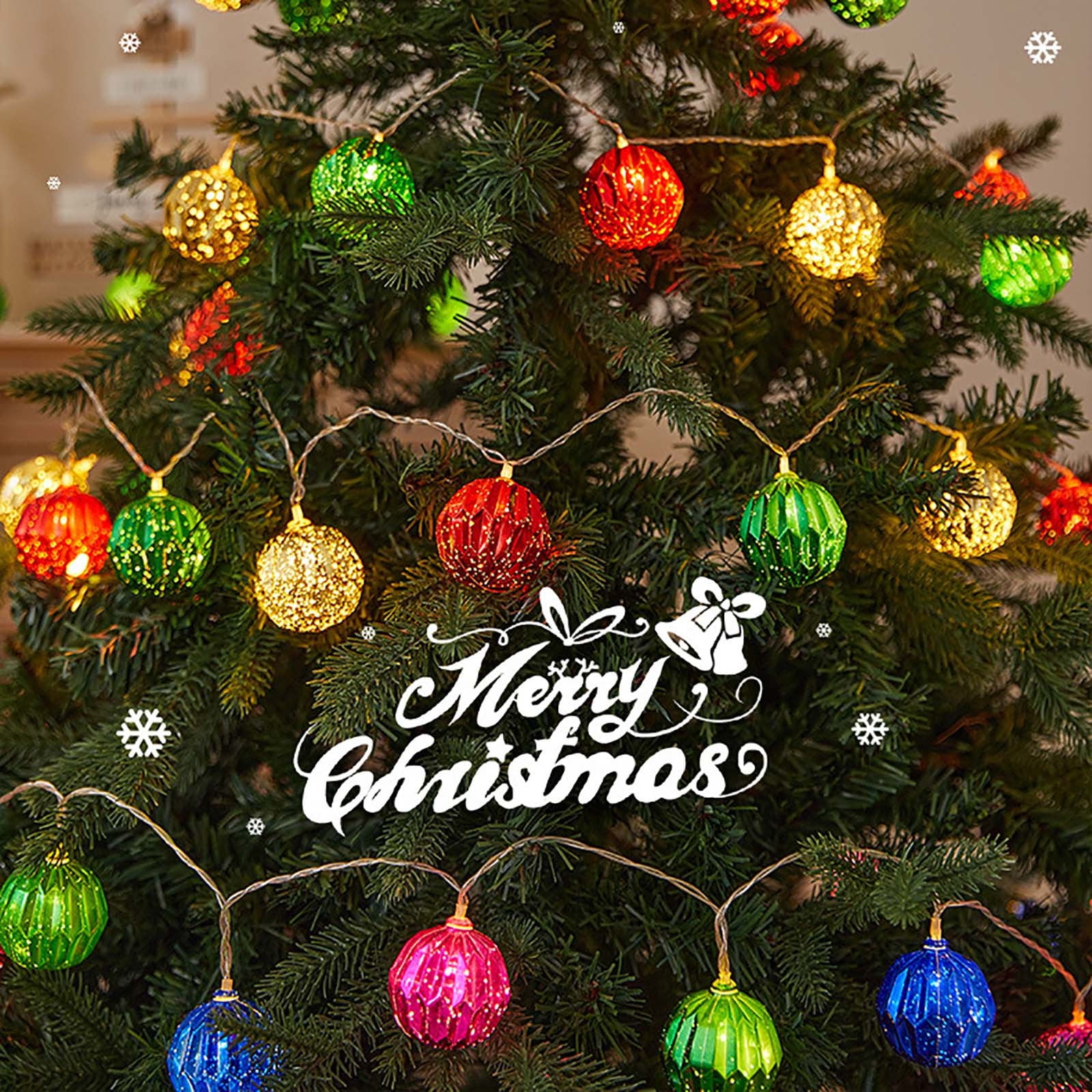 EUDIDV Festive String Lights 59-inch Christmas String Lights 10 LED Ball Lights, Battery Powered Luminescent Lights String Ball Lights Decorate Christmas Tree Room Indoor And Outdoor Xmas Lights