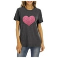 thumbnail image 2 of Femmes Tops Femmes Été Tops 2023 Femmes T-Shirt Scintillant Coeur Graphique Saint-Valentin de Jour à Manches Courtes Tees Tops Gris Foncé XXL, 2 of 4