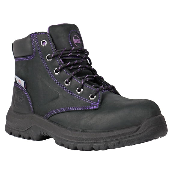 HOSS Women's 6" Vienna Steel Toe Work Boot Black Crazy Horse Leather - 70175