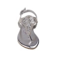 thumbnail image 5 of Kensie Girl Open Toe Beaded Kids Thong Sandal with Adjustable Buckled Ankle Strap, Silver, 3, 5 of 6