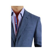 DTI BB Signature Men's Two Button Linen Blazer Modern Fit Jacket Blue Check