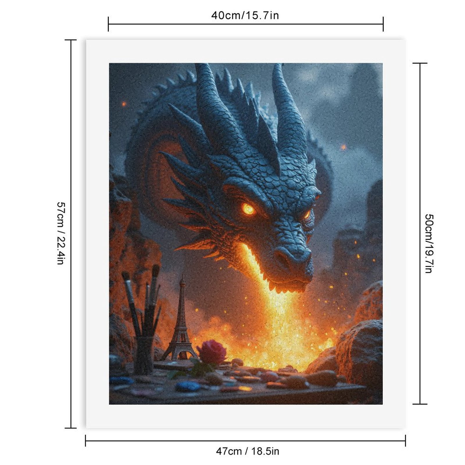 Paint By Numbers Kit for Adults Beginner - Dragon Fiery Breath Art Scene DIY Canvas Painting Kits for Adults, Frameless Paint By Number for Adults for Home Wall Decor 16x20 Inch