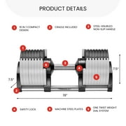 NUOBELL Adjustable Dumbbells Pair 5-80 lbs : the Adjustable Dumbbell Set to Replace 16 Sets of Dumbbells. Add Nuobell Dumbbells 80lb and Free Weights to Your Home Gym. Just Twist the Handle to Adjust