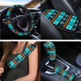 thumbnail image 3 of Uorisanigo Aztec Geometric Car Seat Cover Full Set of 18 Pack with Steering Covers Seat Belt Shoulder Pad Center Console Pad Headrest Covers Lever Stick Knob Cover Drink Coasters Key Chains, 3 of 7