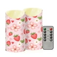 thumbnail image 2 of Strawberry Flower Love Flameless Candles 2 PCS with Remote Realistic Moving Flame LED Tapered Pillar Set for Home Decor, 2 of 7