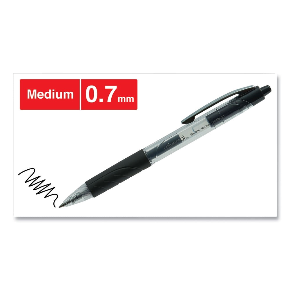 Medium 0.7 mm, Retractable, Comfort Grip jel Pen - Black /Clear (36/Pack)