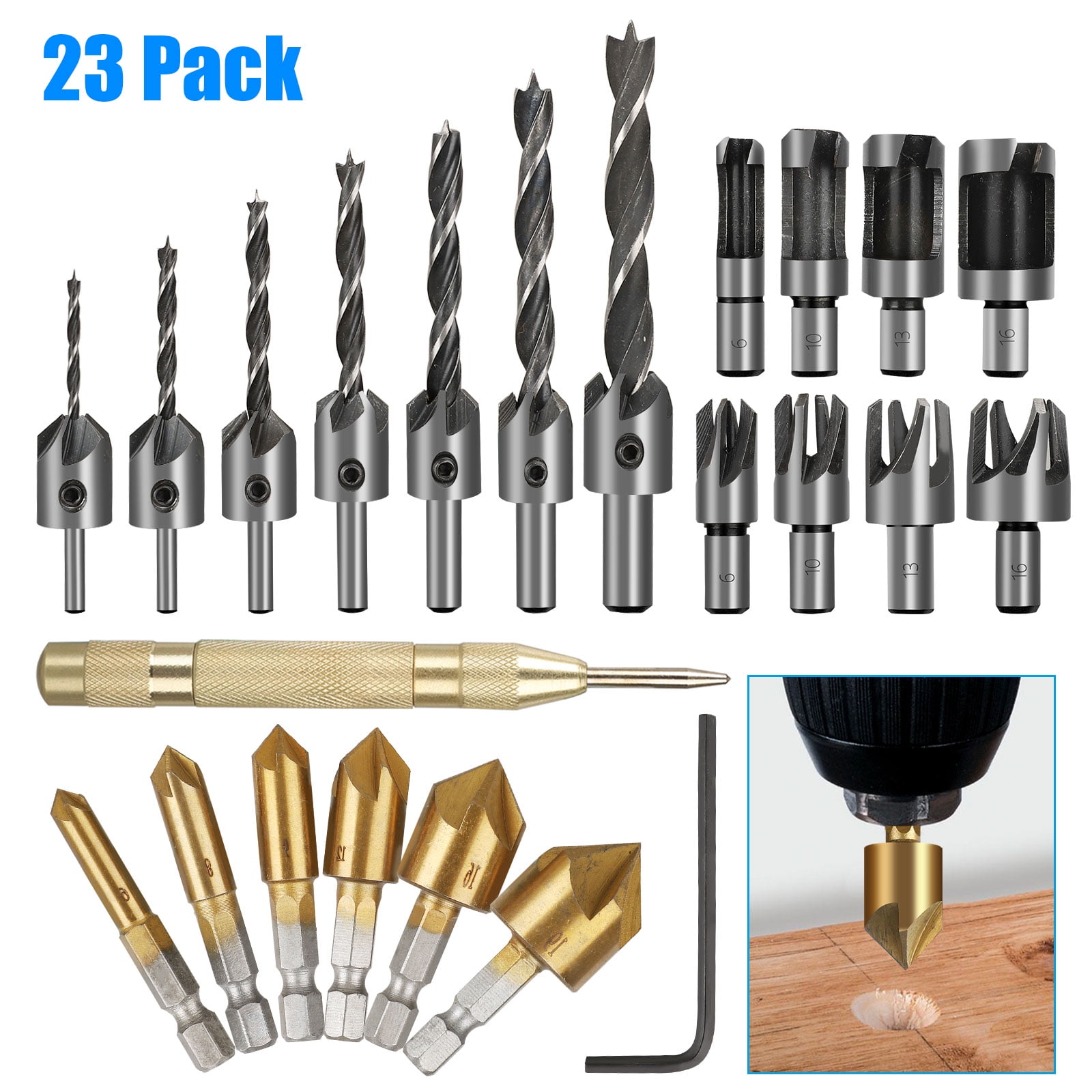WXQ-XQ Drill 1//2 Inch 8pcs Round Shank HSS Twist Drill Bit Set Drill Accessories