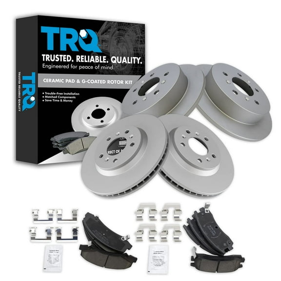 TRQ Front and Rear Brake Pad & Rotor Kit Brake Pads Brake Rotor Ceramic Premium G-Coated Fits Select 2006-2010 Chevrolet Impala 2006-2007 Monte Carlo
