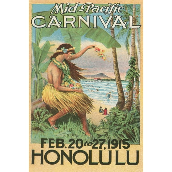 Art.com Mid-Pacific Carnival Poster, Hawaii Art Print, 16" x 24"