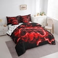thumbnail image 3 of Manfei Red Game Console Bed in a Bag Full size, Neon Geometric Bed Set, Teens Gaming Reversible Bedding Full Size, Microfiber Room Decorative, 7-Piece, 3 of 6