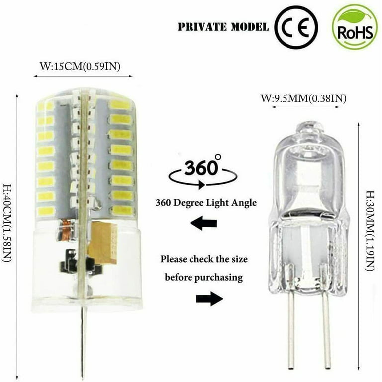 Amazing power G4 LED Bulb, 12V JC G4 Bi Pin Bulb, NOT Dimmable G4 20W  Halogen Bulb Replacement, Daylight White 6000K, 5-Pack