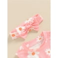 thumbnail image 5 of Bagilaanoe Newborn Baby Girl Summer Rompers Daisy Print Sleeveless Bodysuits + Headband 3M 6M 12M 18M Infant Casual One Piece Jumpsuit, 5 of 7