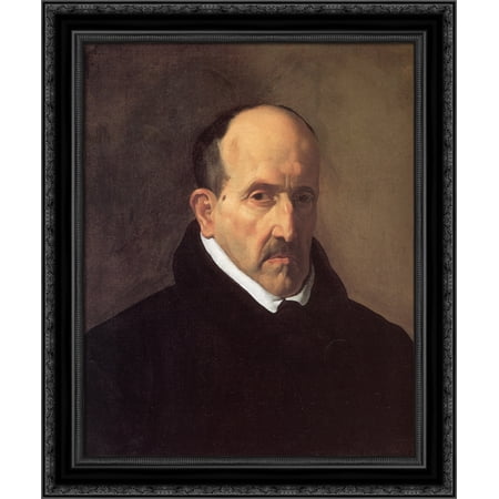 The Poet Don Luis de G?ngora y Argote 20x23 Black Ornate Wood Framed Canvas Art by Velazquez, Diego Rodriguez de Silva