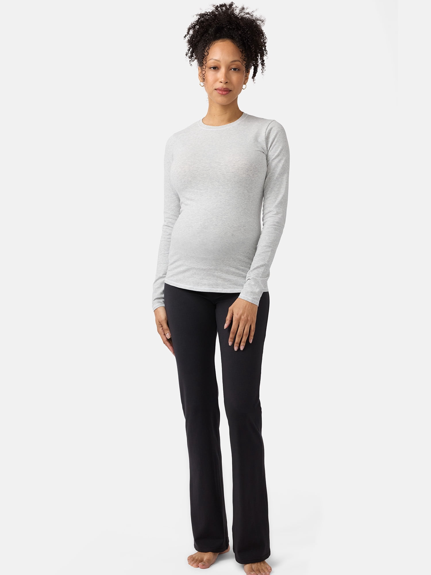 Ingrid & Isabel For Every Belly Women's Maternity Cotton Stretch Jersey Long Sleeve T-Shirt, Sizes S-XXXL