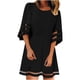 thumbnail image 1 of Moda mujer manga acampanada gasa costura A-line falda vestido de color sólido Fridja qw98, 1 of 4