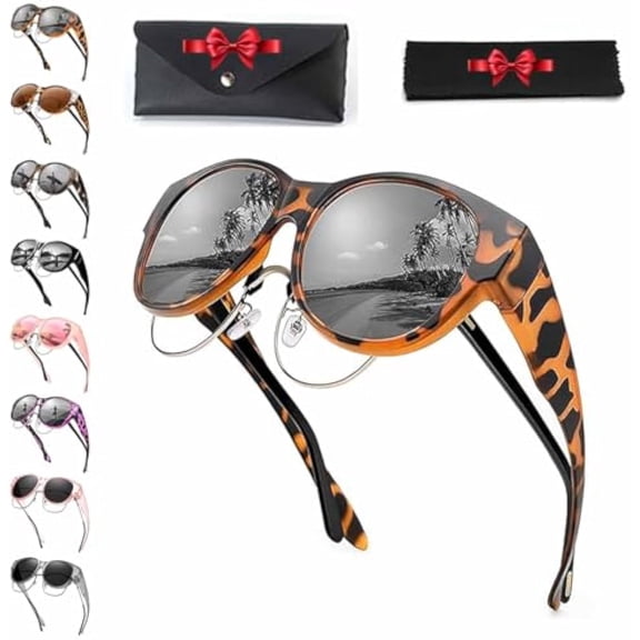 Belladora Fit Over Sunglasses for Women, Polarized Uv400 Protection Prescription Sunglasses for Car, Beach, Golf(Amber Shell)