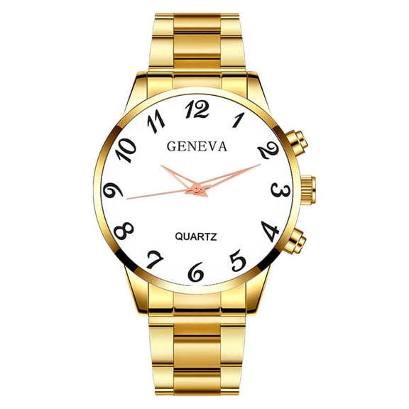 Resicozy Watches for Men Silver Stainless Steel Strap Wrist Watch Round Dial Watch Easy to Large Numbers D One Size
