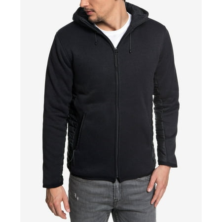 Mens Jacket Deep Hooded Quilted Panel Knit XL