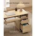 thumbnail image 5 of EYYTHUNG 59" Executive Desk, Farmhouse Large Home Office Desk with File Drawer & Outlet & Storage Cabinet, Wood Computer Desks with Keyboard Tray, Light Oak, 5 of 7