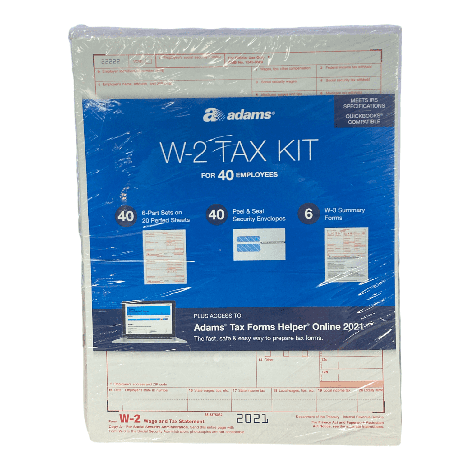 2018 IRS TAX FORMS KIT:: W-2 Wage Stmts LASER 10 employees+Envelopes+ 2 6pt W-3 