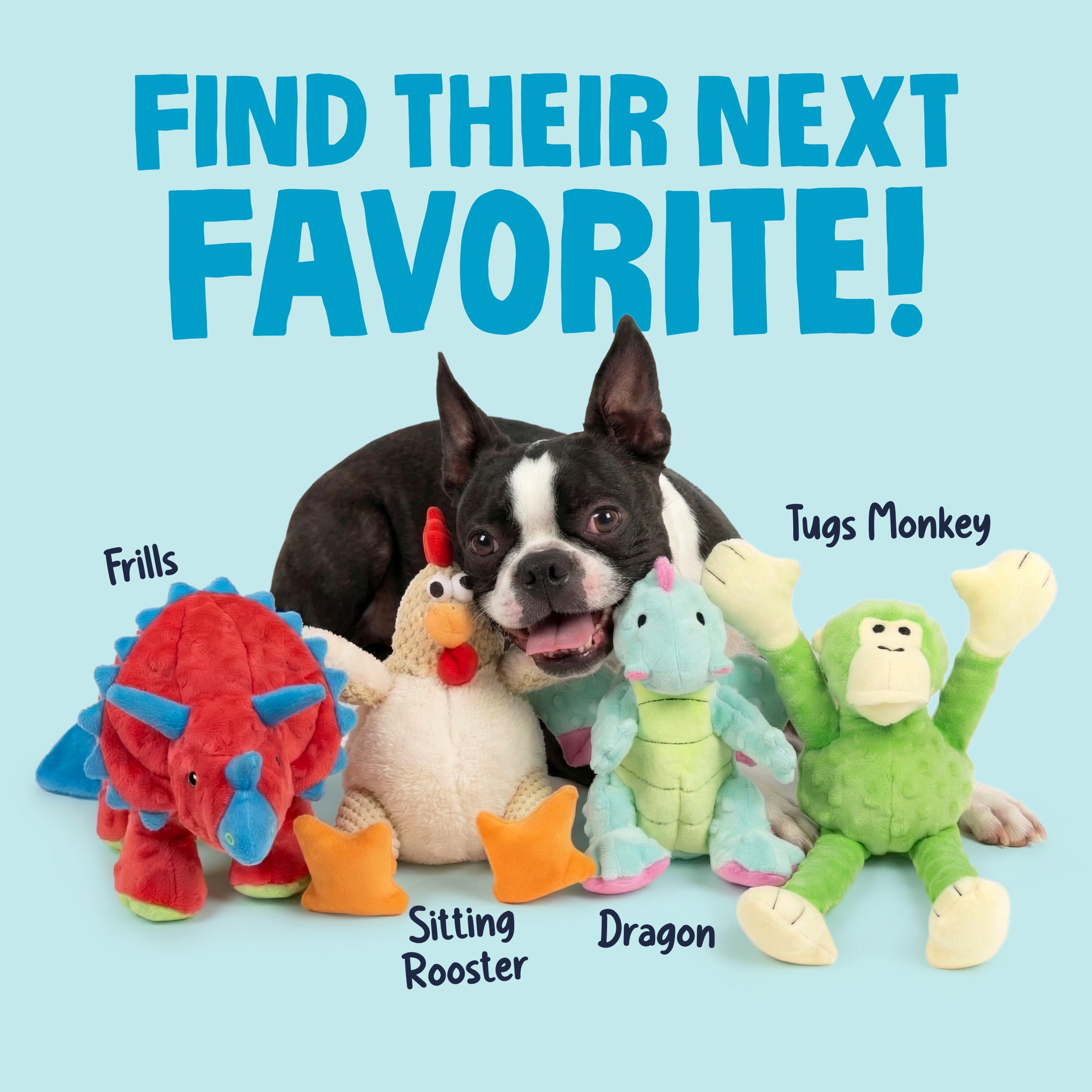 goDog Tough N Texture Hot Links Squeaky Dog Toy, Plush & Rope with Chew Guard Technology, Large