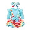 Edvintorg 3-18M My Valentine Gifts for Baby Girl Outfits Cute Sweet Heart Print Long Sleeve Ruffles Romper Bodysuit   Suspender Skirts   Headbands 3Pcs Suit