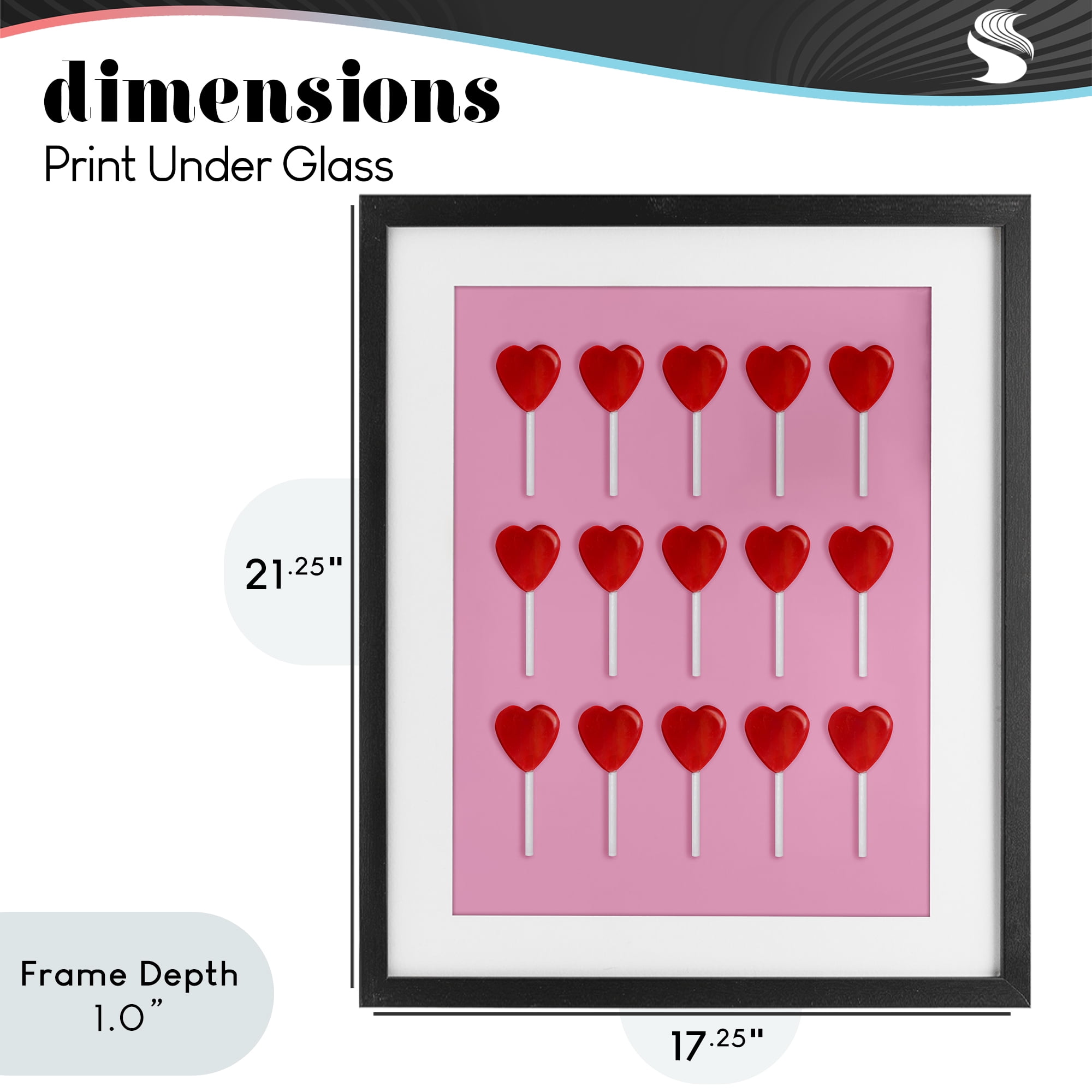 Stupell Industries Heart Lollipops Collection Black Framed Print Under Glass, design by LISH Creative