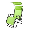 thumbnail image 2 of Plow & Hearth Deluxe Zero Gravity Chair With Awning, Table And Drink Holder - Green, 2 of 2