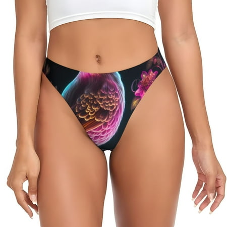 Sigee Glowing Leaf Bird for Women s G-String Panty  Low Rise  Soft Lace Perfect for Everyday Wear or Special Occasions-Medium