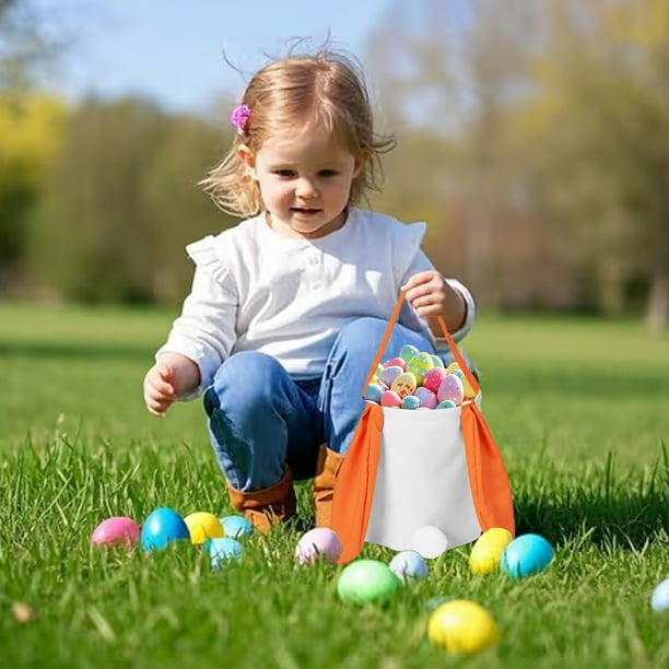 Decoraciones de Pascua, adornos de Pascua, regalos de Pascua, cesta de cola de conejo de orejas largas y cesta redonda de lino, bolsa de regalo de Pascua, bolso de mano, cesta de almacenamiento de hue