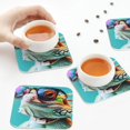 thumbnail image 3 of KLL Drink Coasters Set Square of 4,PU Leather Absorbent Coasters Set Decorative Coffee Cup Coasters Housewarming Gift for Home Decor-Stylish Sunglasses Iguana, 3 of 5