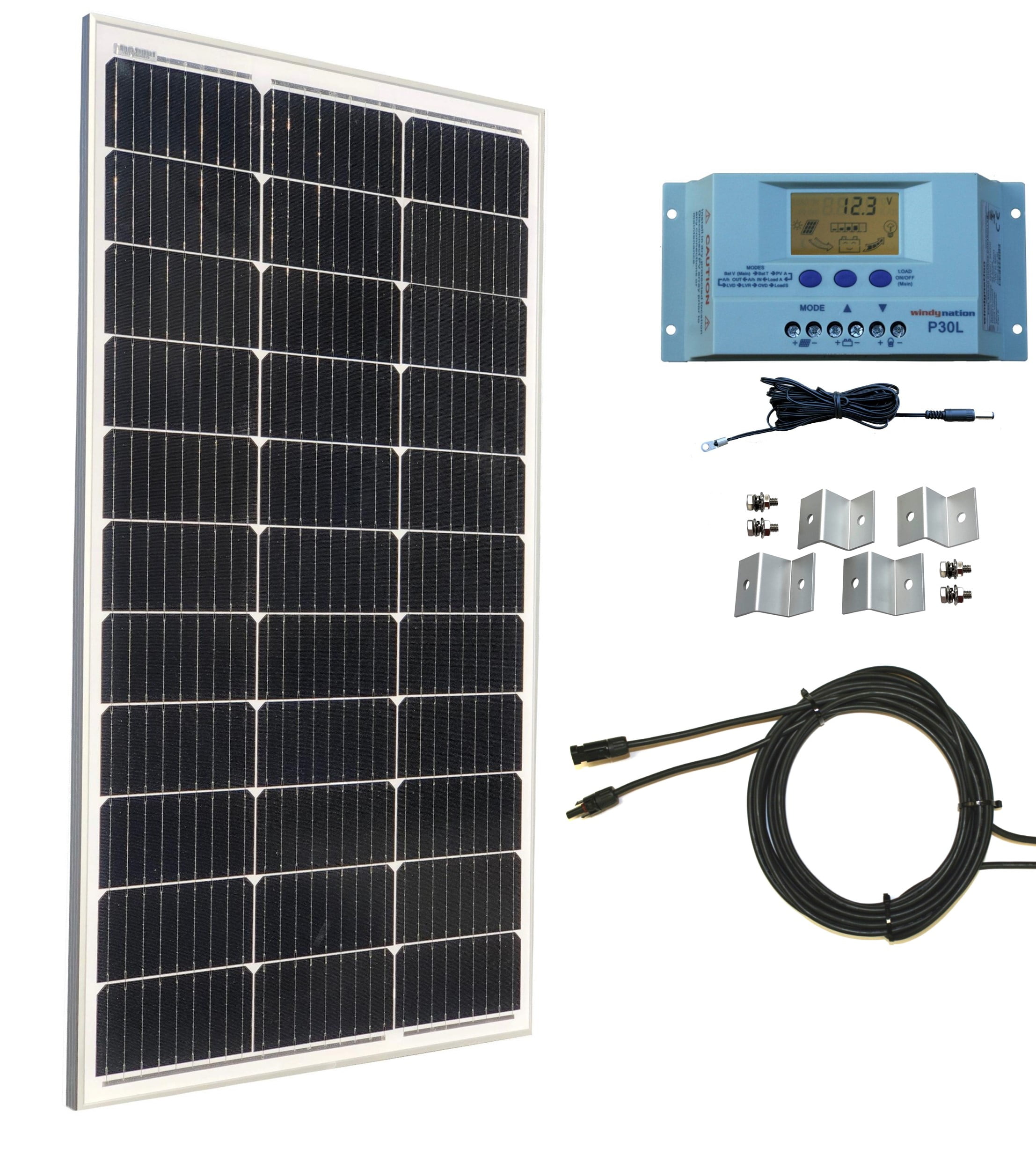 100Watt Monocrystalline Solar Panel Kit with 30 Amp Solar Charge