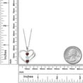 thumbnail image 2 of 925 Sterling Silver Red Garnet and Sky Blue Aquamarine and White Moissanite 3-Stone Pendant Necklace for Women (1.01 Cttw, Gemstone January Birthstone, Heart Shape 4MM, with 18 inch Silver Chain), 2 of 3