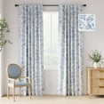 thumbnail image 6 of CURTAINKING Blackout Curtains 84 Inch, Printed Floral French Farmhouse Curtains for Bedroom Living Room Back Tab Thermal Insulated Window Drapes, 2 Panels Blue, 6 of 10
