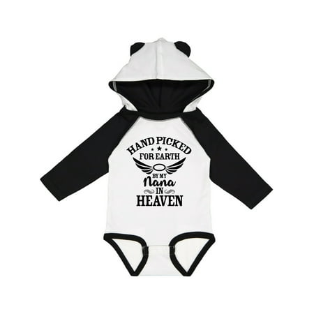 

Inktastic Handpicked for Earth by My Nana in Heaven with Angel Wings Gift Baby Boy or Baby Girl Long Sleeve Bodysuit