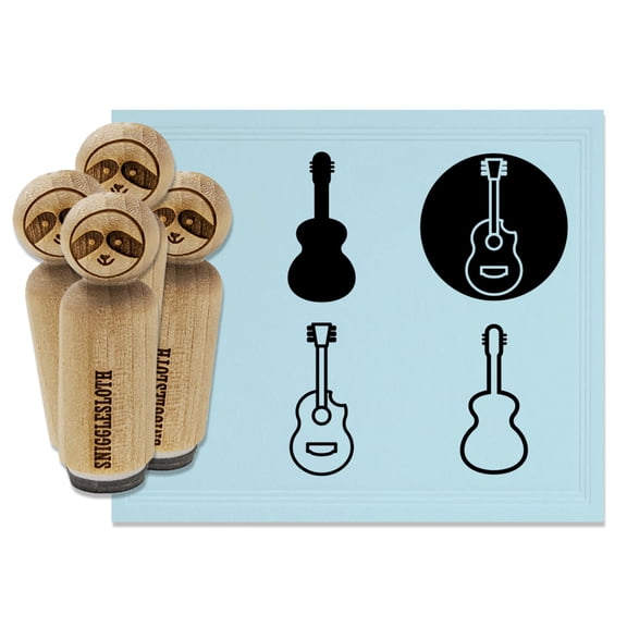Guitar Outline Solid Circle Musical Instrument Rubber Stamp Set for Scrapbooking Crafting Stamping - Large 1-1/4 Inch