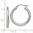 thumbnail image 2 of Beautiful 14k White Gold Diamond-cut 3mm Round Hoop Earrings, 2 of 2