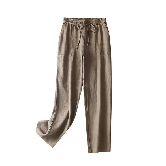 Gubotare Pants for Women Work Casual Women's Relaxed Fit Austyn Knit Waist Cargo Capri Pant (Khaki,L)